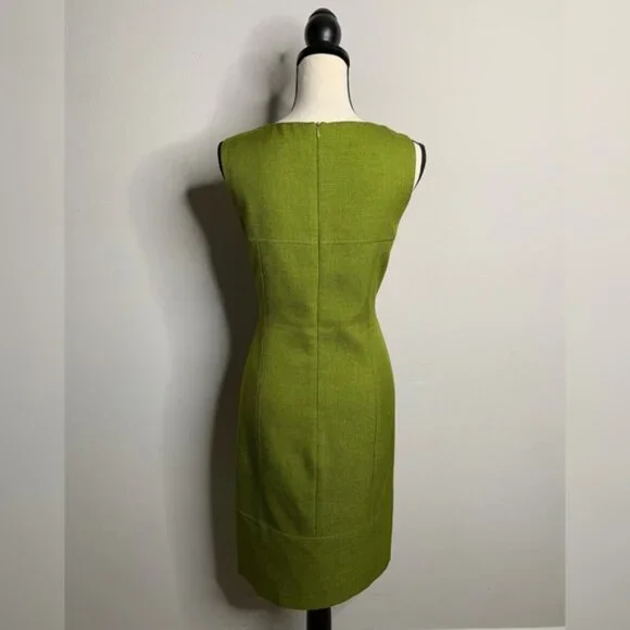 David Meister Olive Green Button Detail Sheath Dress - Picture 9 of 14